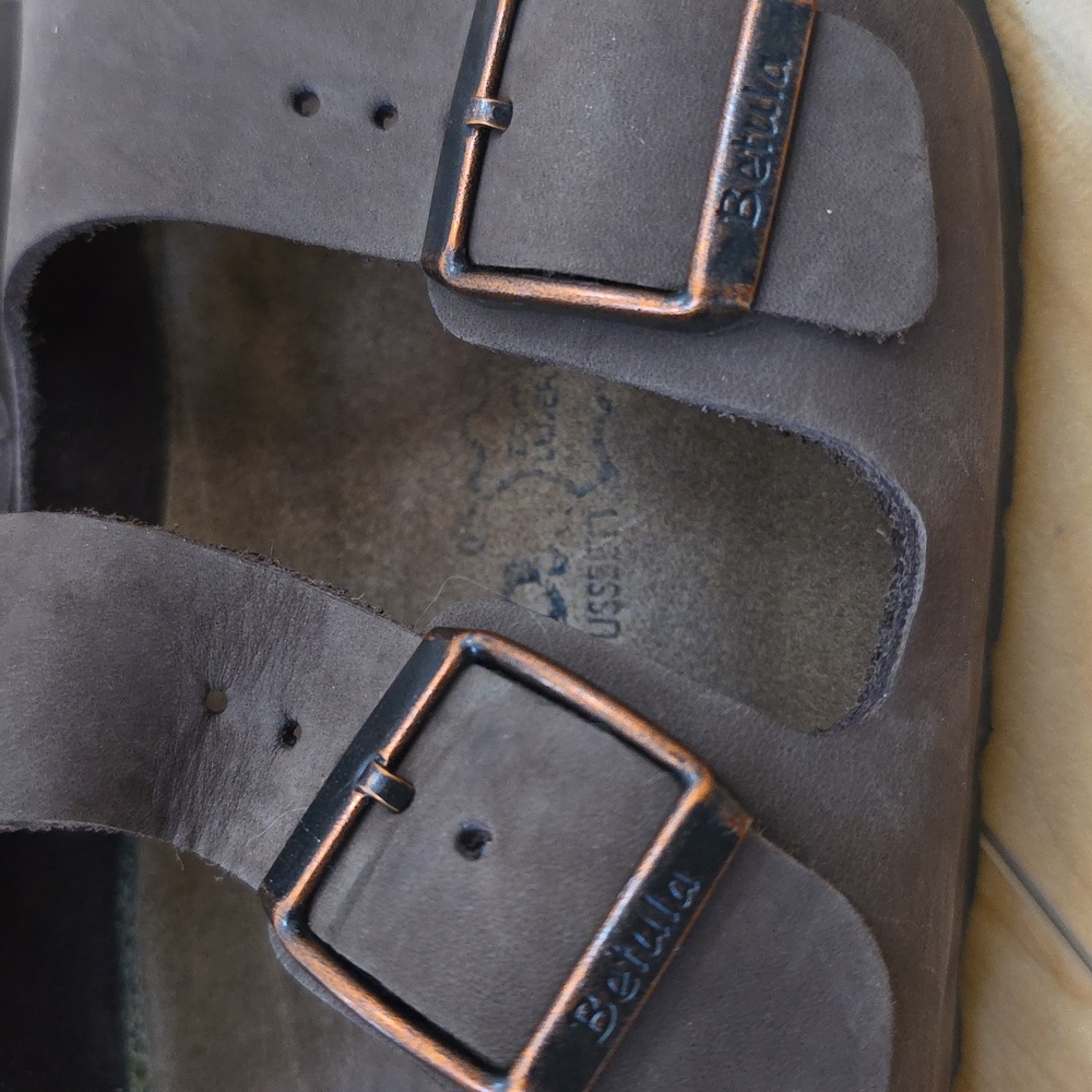 Birkenstock Betula Brown Milano Sandals Size EU 38(7-7.5) Antique Bronze Buckles - Picture 8 of 16